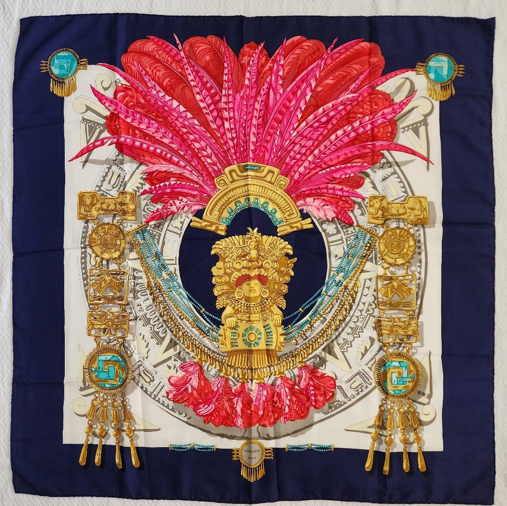 Auth Hermes X-Large Pink/Blue 💯 Silk Scarf